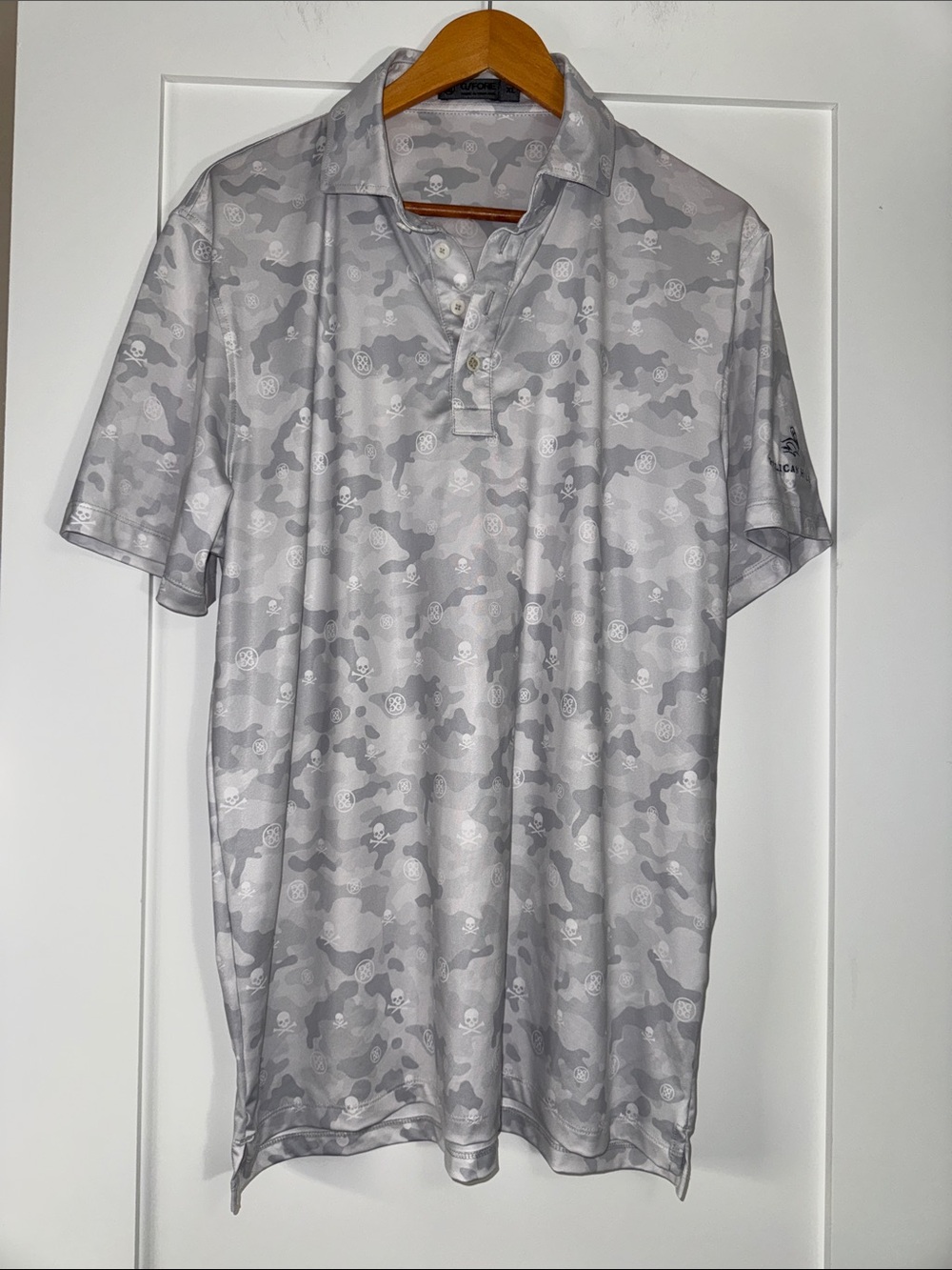 G/FORE Gray Skull Camo Golf Performance Polo Sz XL embroidered preppy athleisure